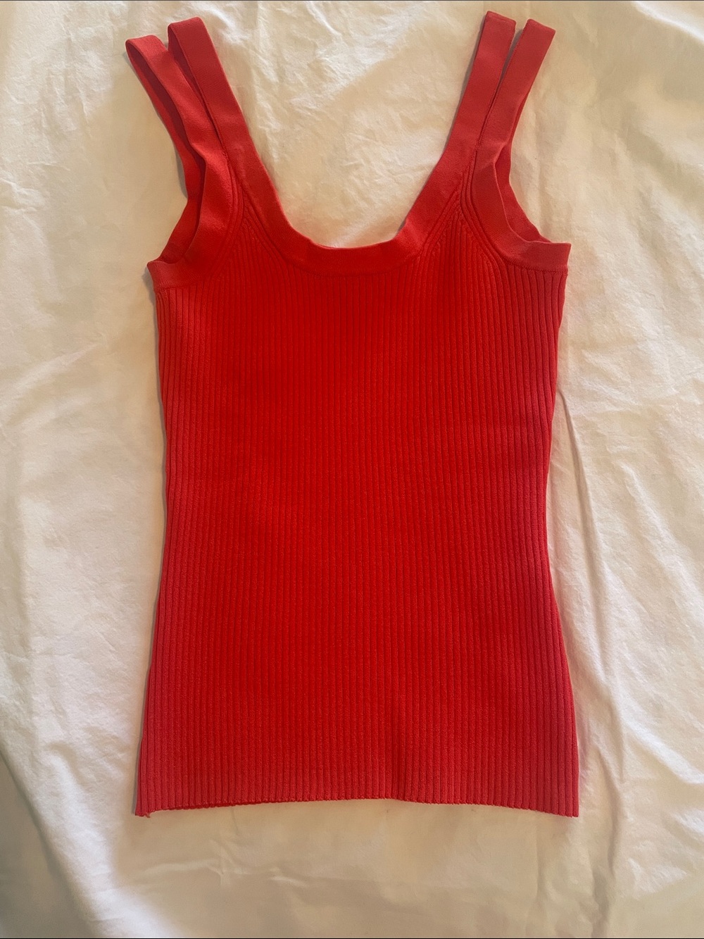 Reiss Sabrina Ribbed Scoop Neck Tank Top in Coral - Picture 4 of 7